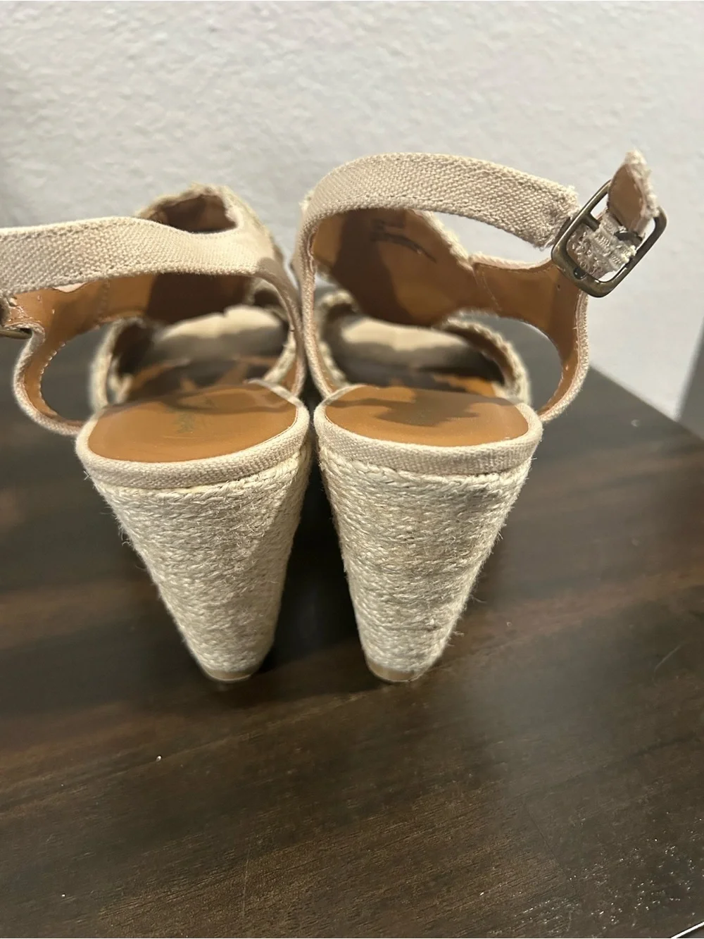Coach Cream Crochet Espadrille Wedge Sandals with Ankle Strap